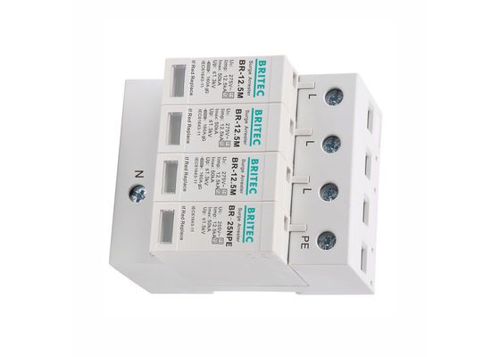 Compact Class B + C Three Phase Electrical Surge Arrester SPDs 12.5kA 3P + NPE