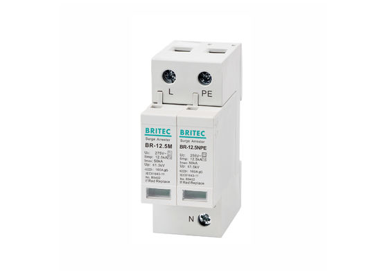 Class B + C Lightning Surge Protector 12.5kA Iimp 275V AC T1 + T2 Surge Arrestor SPD