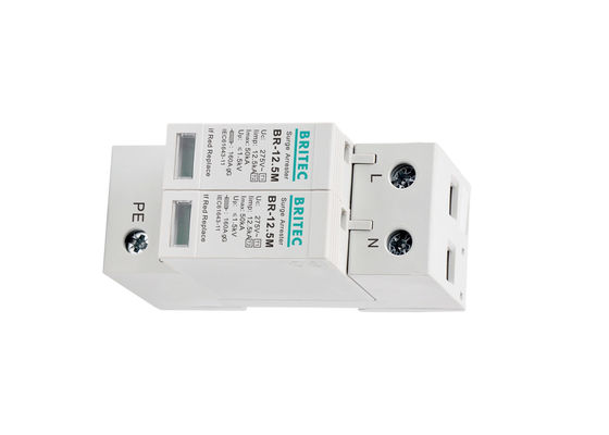 TN System 2 Modules AC Surge Arrestor SPD 12.5 KA 2P L - N - PE Surge Protection Device