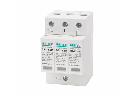 275Vac 12.5kA 3 Poles Spd For Lightning Protection Type 1+2/ Class I+II