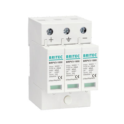 BRPV3-1000 1000V 40kA 3P DC Solar PV Surge Protection Device Surge Arrester Lightning Suppressor