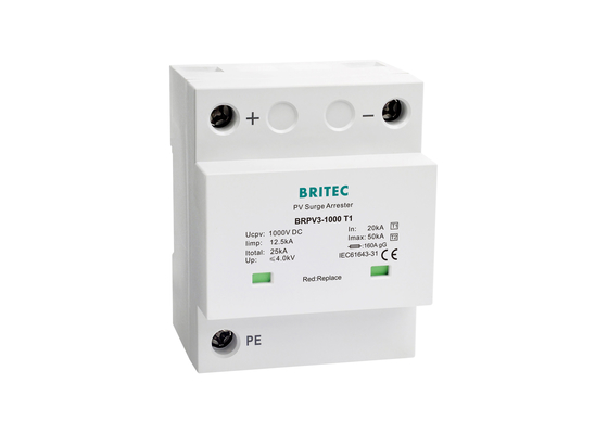 BRPV3 T1 Lightning PV Surge Arrester 10 / 350 μs Lightning Impulse Current