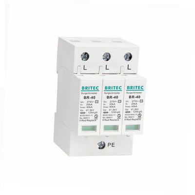 BR-40 4P 40kA Surge Protection Device with 4 Poles Protection and 25ns Fast Response Time