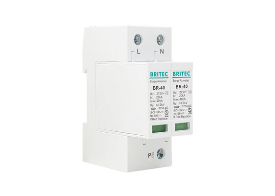 Type 2 Class II Surge Protection Device with 40kA Max Discharge Current and DIN Rail Mounting