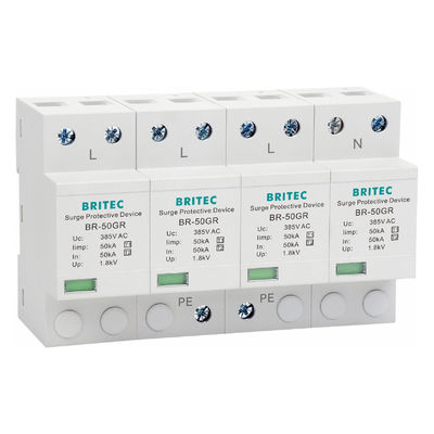 BRITEC 50kA TUV/CE/ROHS Approved Surge Protection Device with 10/350 Waveform Lightning Arrestor SPD