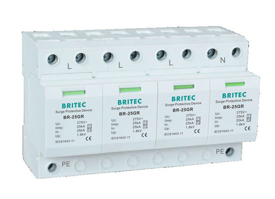 BR-25GR 4P SPD Surge Lightning Protection Device DIN Rail 35 Mm ac spd