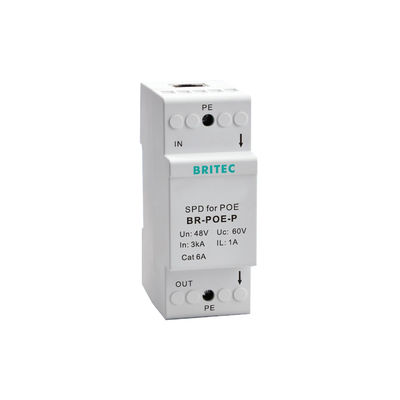 48V POE Surge Protector with 3kA Nominal Discharge Current and IP20 Protection for Ethernet Data Networks