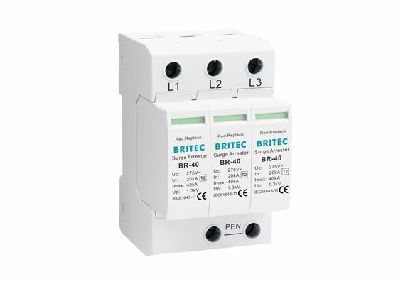 IEC 61643 Class II 3P Pluggable Type 2 SPD 40kA Surge Protection Device for Lightning Protection