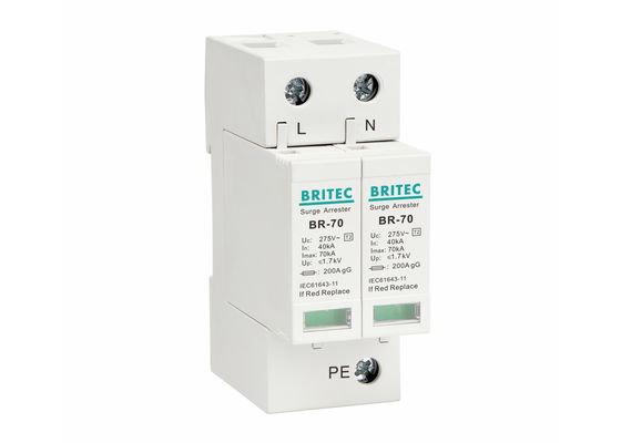 70kA Type 2 Surge Protection Device DIN Rail Mountable Surge Arrester IEC 61643-11 Compliant