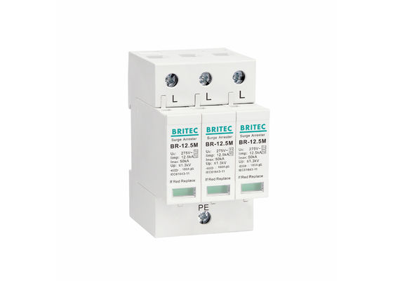 12.5kA Iimp 3 Phase DIN Rail Mount Surge Protector and Surge Arrester for AC Power Systems