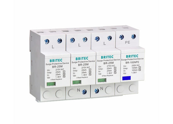 Class I Type 1 B+C 25kA MOV Technology Power Surge Protection Device Surge Arrester for Low Voltage Systems