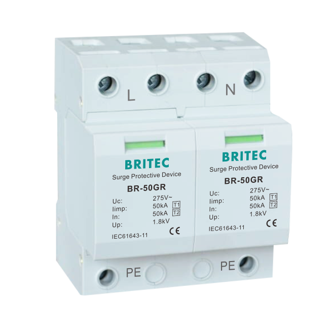 BR50GR 2P 50kA Class 1 Surge Protection Devices Type1 AC Surge